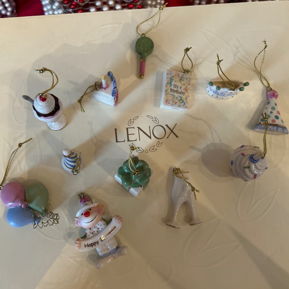 Lenox The Happy Birthday Mini Ornaments set off 12 NWT